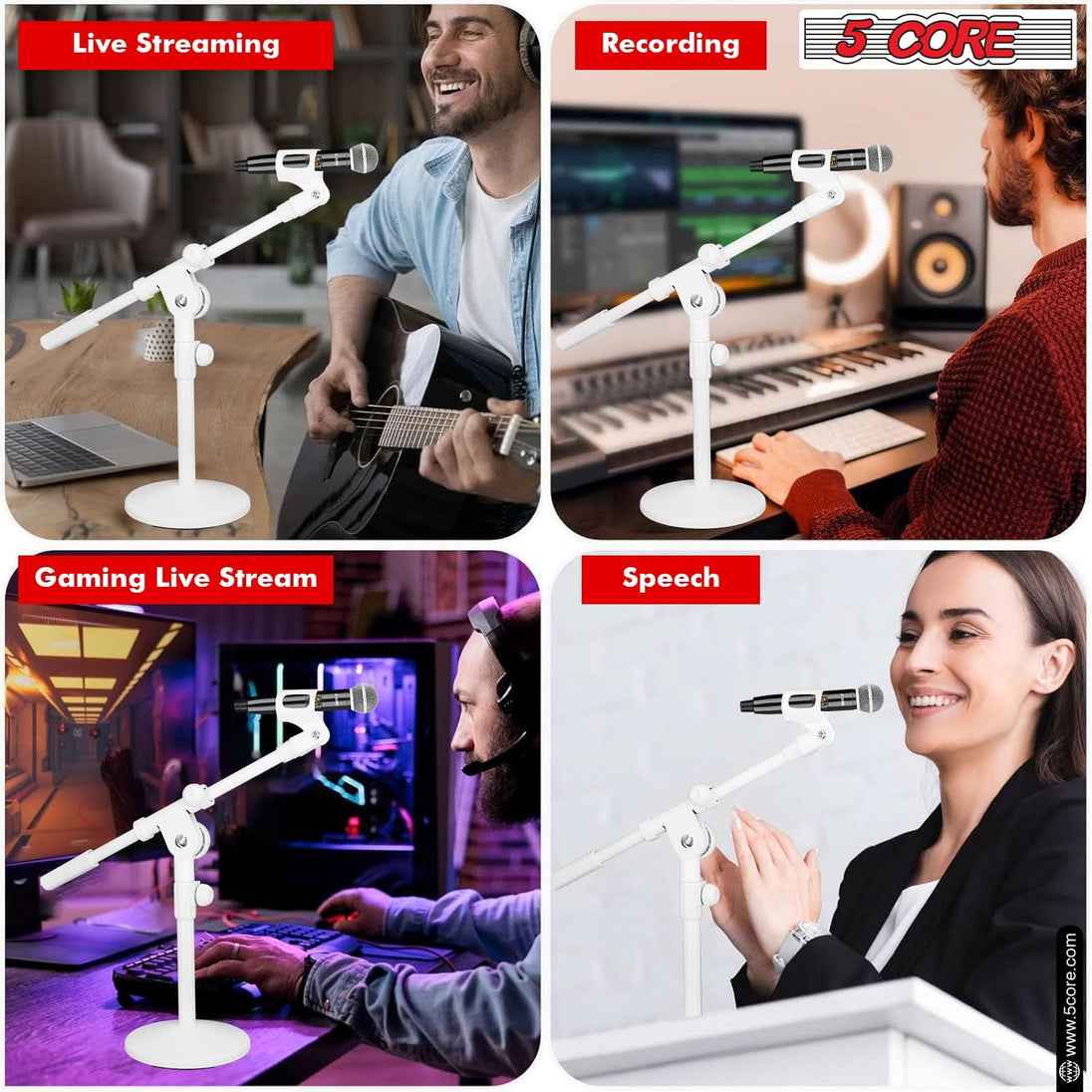 Stable round base desktop mic stand by 5Core for table use