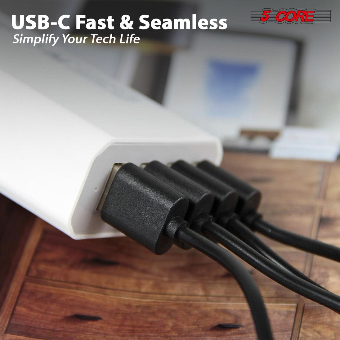 Reliable 5Core black USB-C cables built for daily use and travel