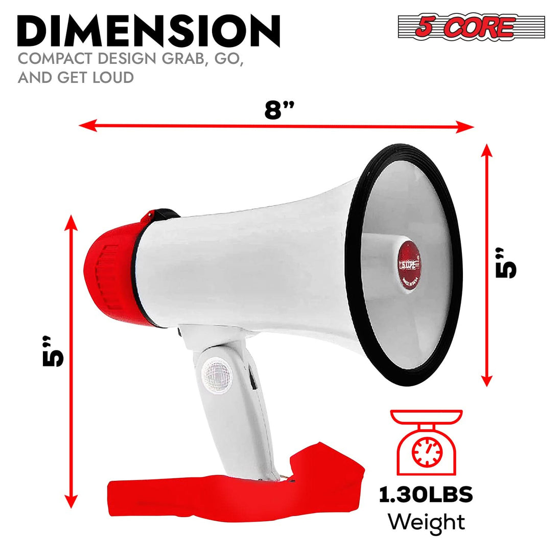 5Core 30W bullhorn speaker for kids, portable with 800 feet range