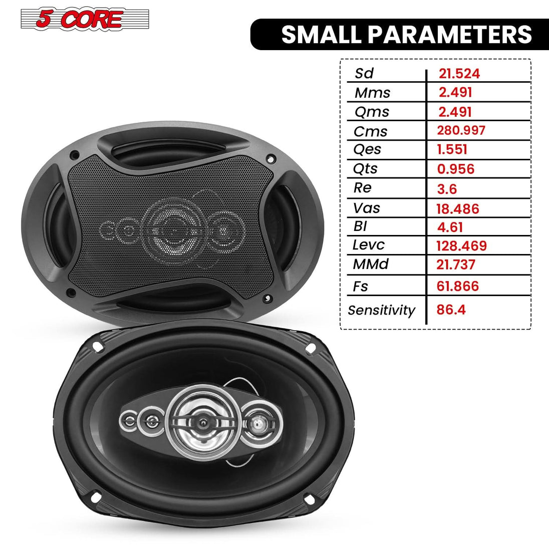Durable 5Core speaker for cars with integrated super tweeter technology