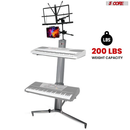 5Core adjustable music stand with sturdy Z frame for keyboards