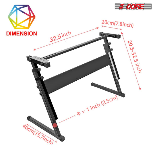 Compact 5Core keyboard stand with adjustable height and black bench