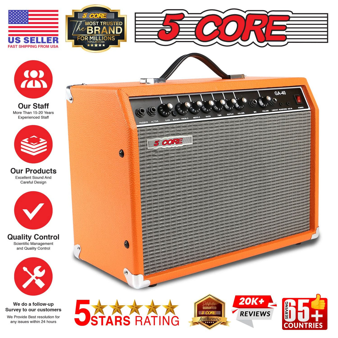 Practice amplifier 5 Core 40W for guitar acoustic and electric use