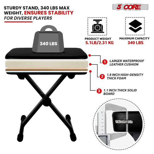 BLUE 5Core adjustable keyboard riser with black bench double X style