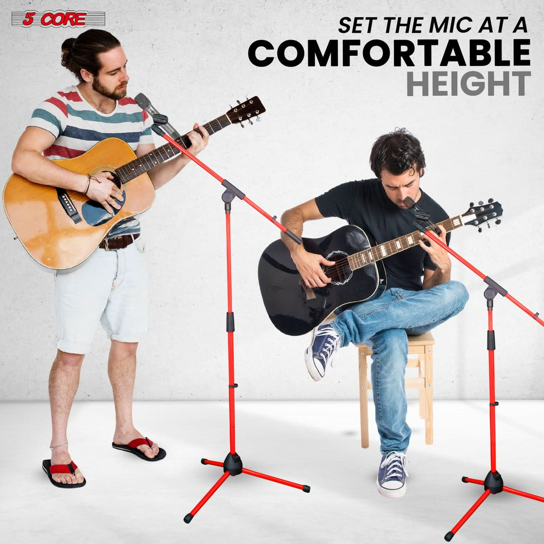 Lightweight 5Core boom mic stand for travel and studio use