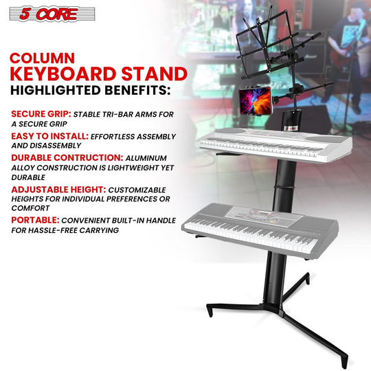 Multi-tier keyboard riser with adjustable width and sturdy design