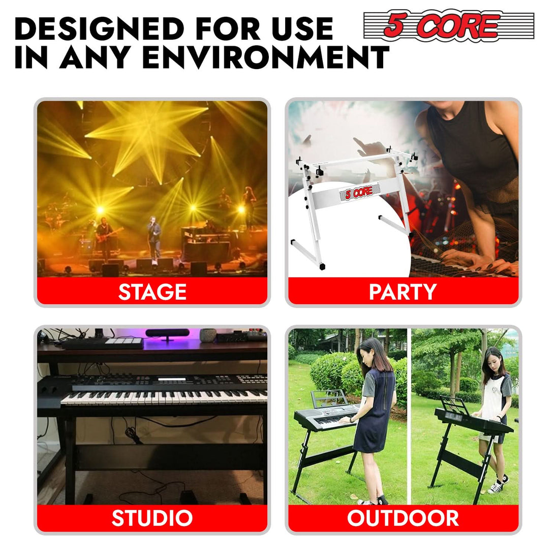 Strong and stable piano stand by 5Core perfect for home or stage setups