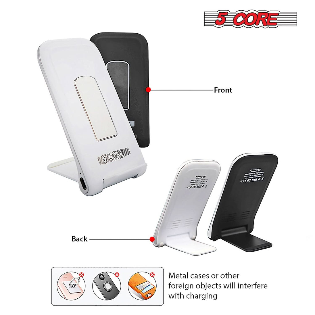 5Core wireless charger 10W max glass top USB-C fast charging pad pair boostcharge slim