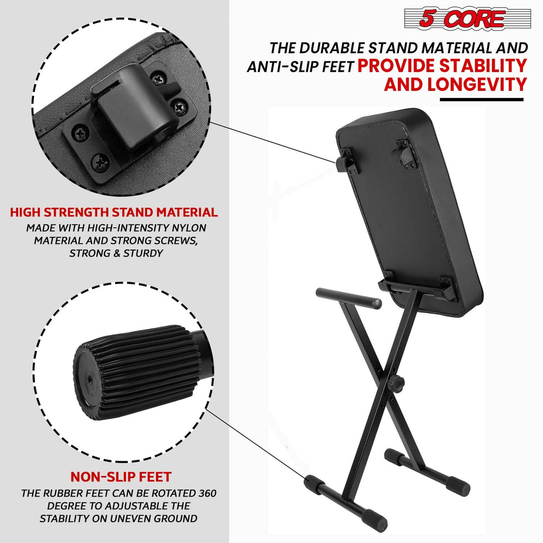 Adjustable Z Style Keyboard Stand with Comfortable Bench for Players