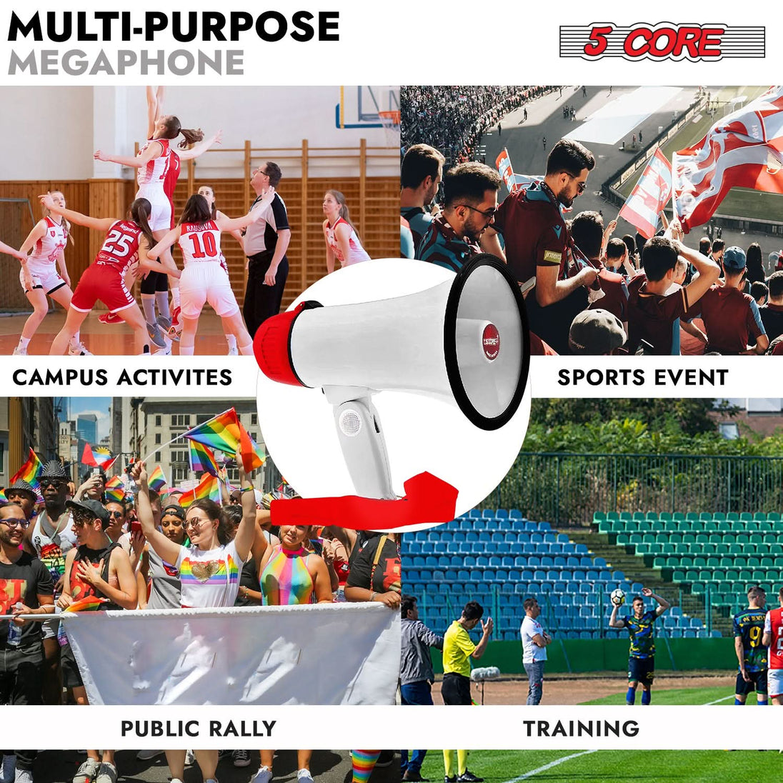 5Core 30W kids megaphone bullhorn with 800 feet range, compact and portable