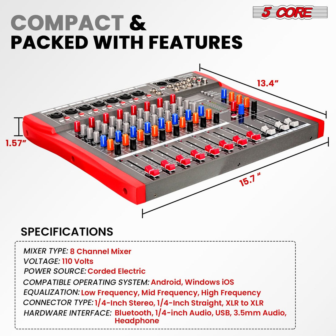 USB DJ mixer with Bluetooth functionality by 5 Core