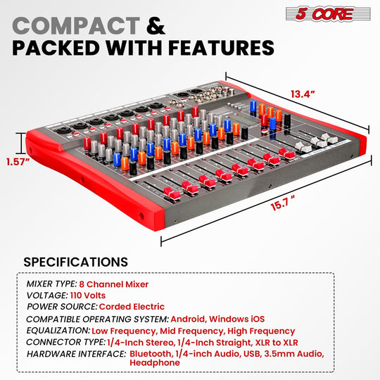 USB DJ mixer with Bluetooth functionality by 5 Core
