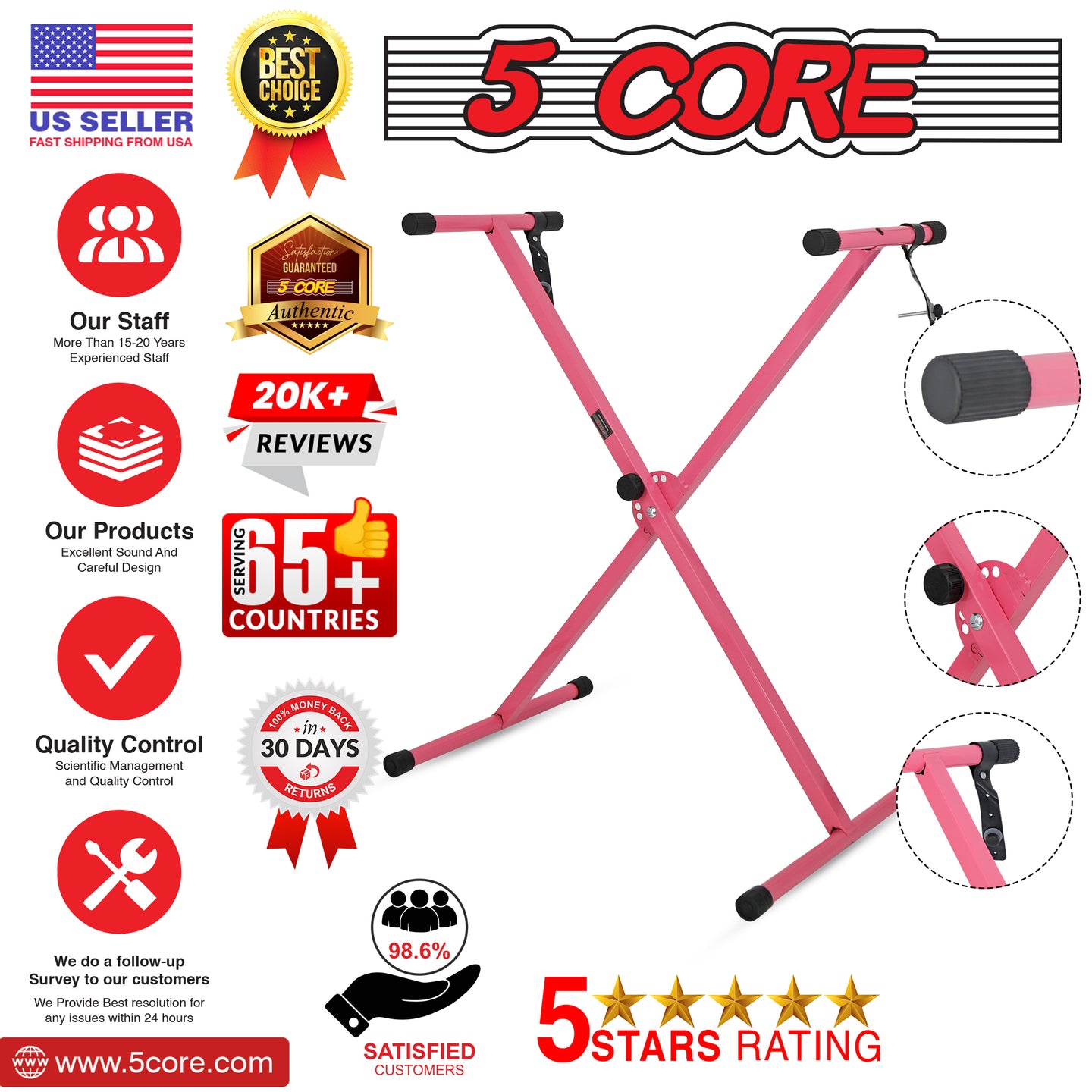 Heavy duty 2 tier keyboard stand designed for stability and portability