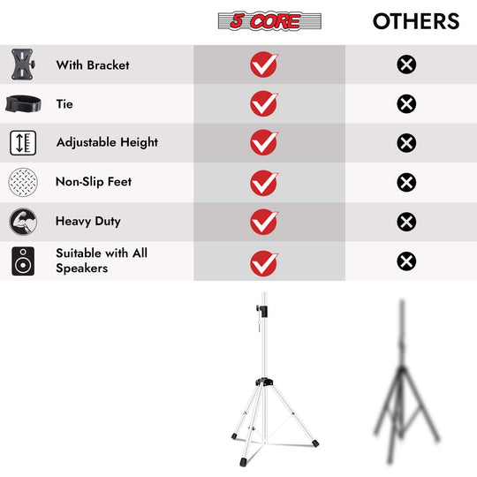 Tall floor speaker stand in white by 5Core for DJ and audio gear