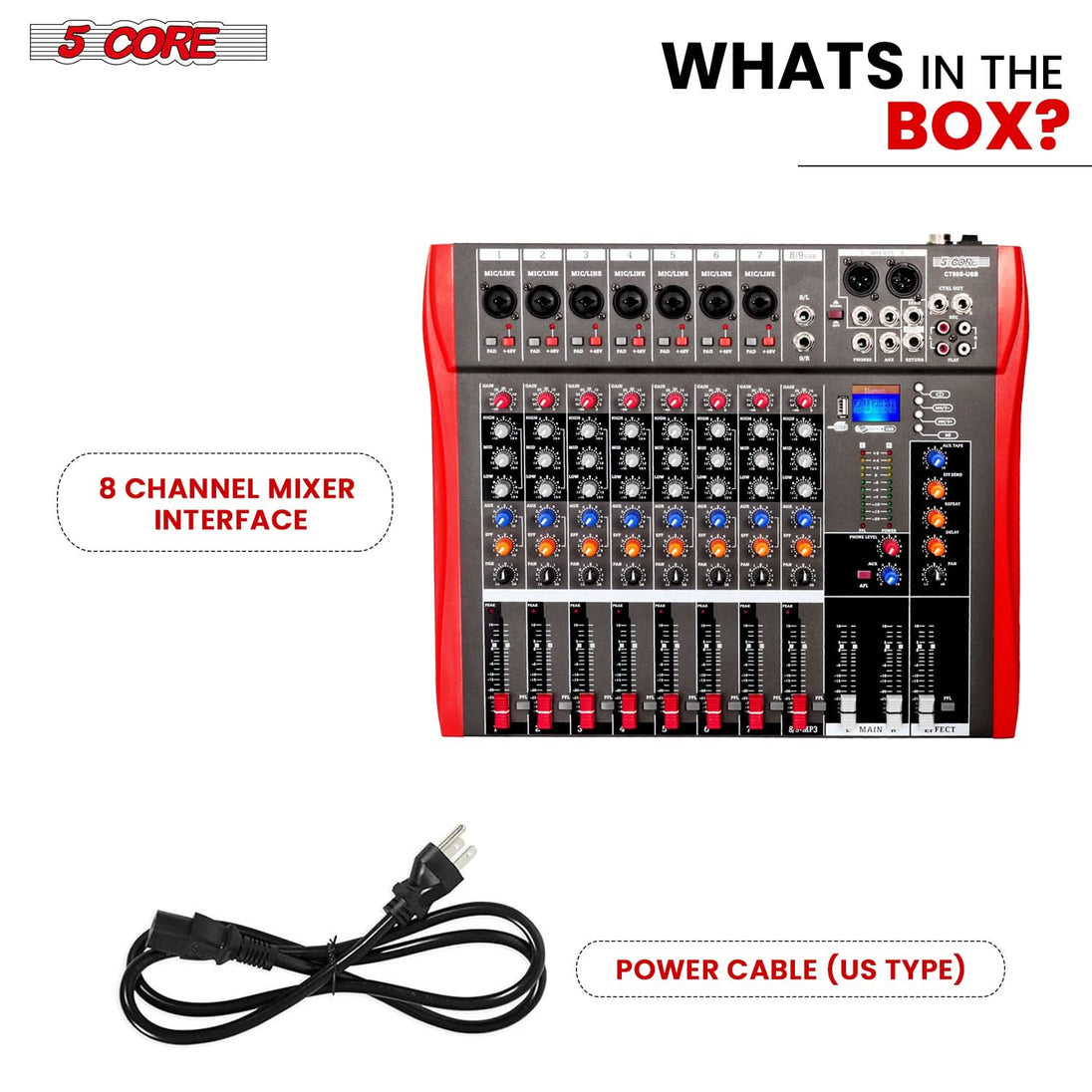 All-in-one 8 channel audio mixer for podcast, stage, and studio
