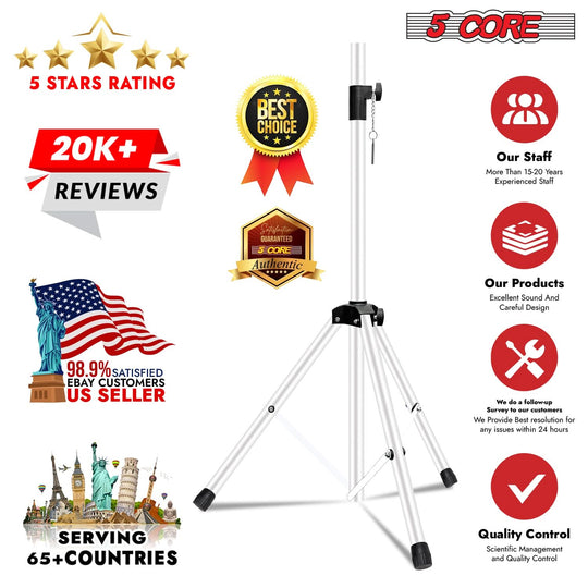 5Core premium white speaker pole stand with 72 inch max height