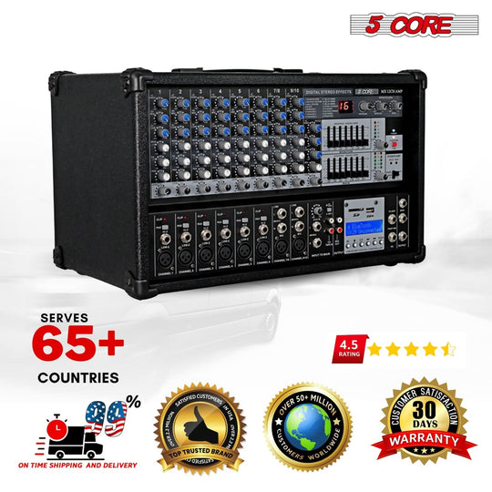 Reliable 5Core mixer with USB, SD, and Bluetooth options