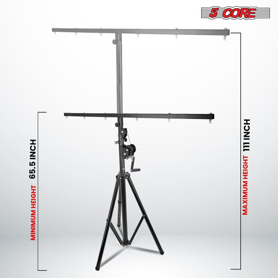 Heavy-duty 5Core lighting stand with T bar mount and stable tripod base