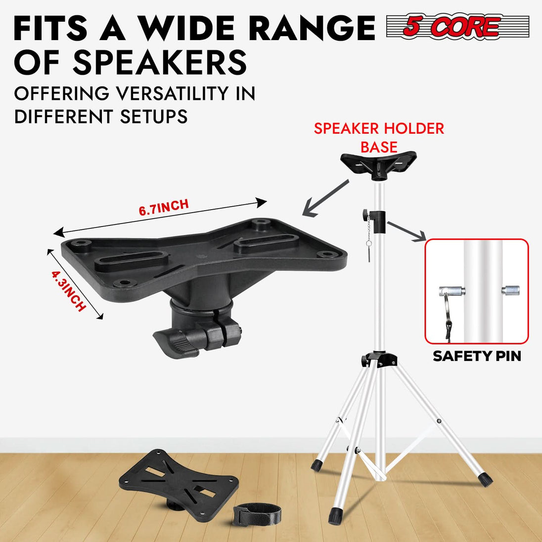5Core white tall speaker stand for DJ setups and sound events