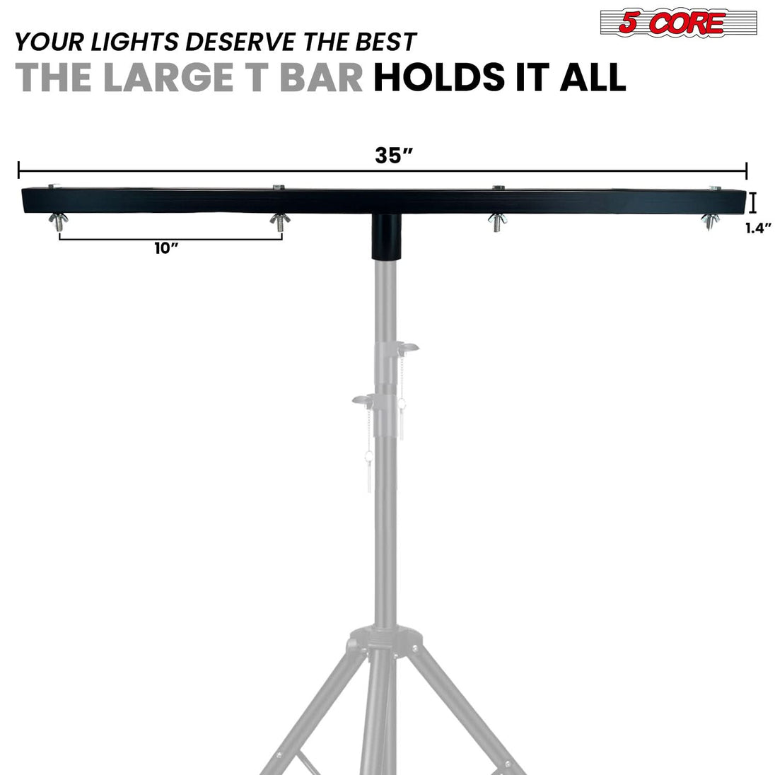 5 Core T bar mount with 66 lbs capacity for secure light setup