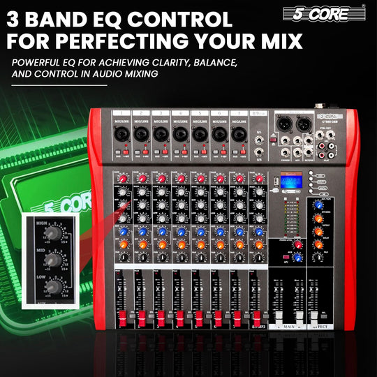 Compact sound board console for DJs and events by 5 Core