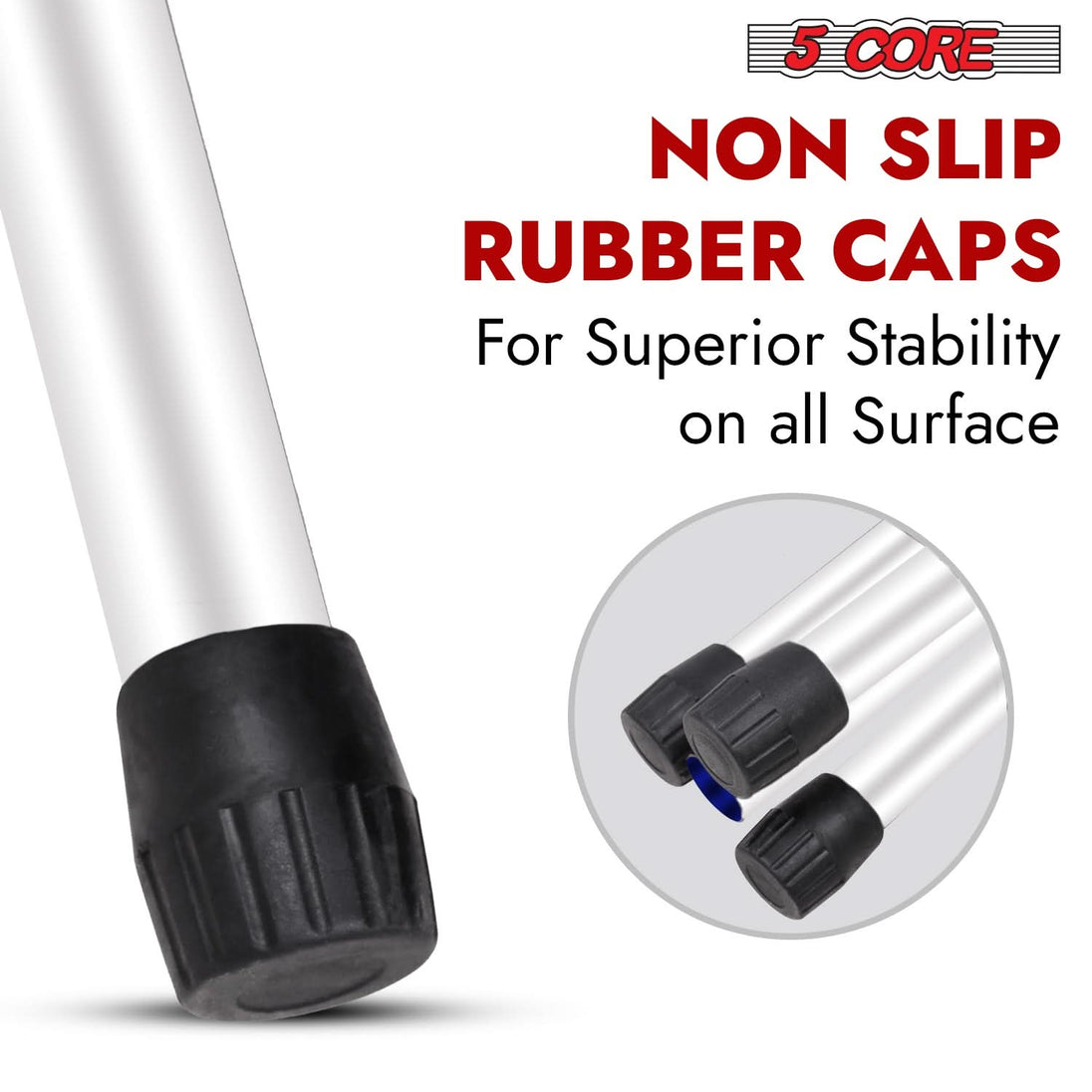 Heavy-duty 5Core white speaker stand with stable tripod structure