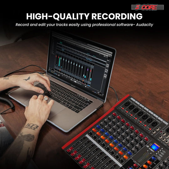 Durable 5 Core audio mixer ideal for stage and studio use