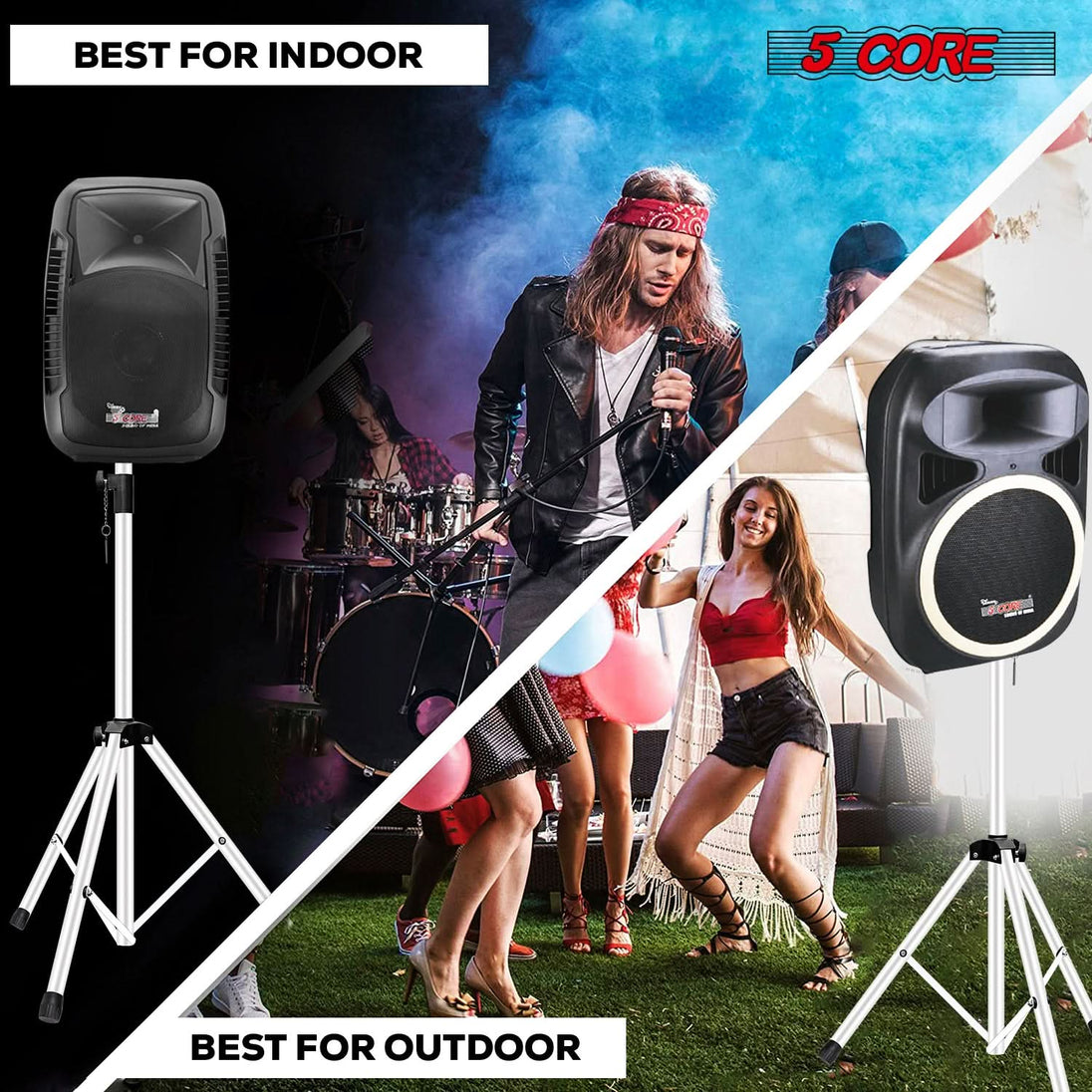 Durable white speaker stand by 5Core for live sound and studio systems