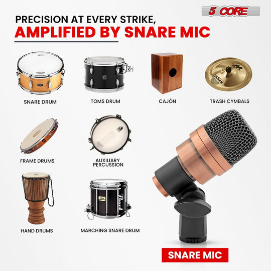 Close-up of 5Core copper microphone for drums and musical gear