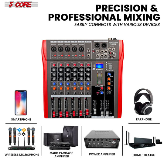 5 Core sound board console ideal for small events and gigs