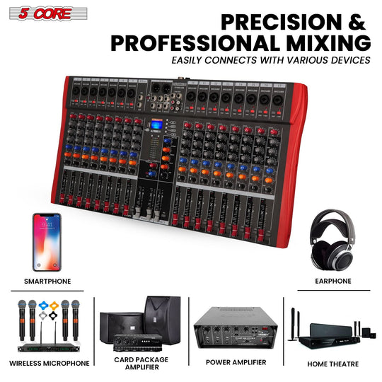 5 Core audio equipment mixer for live performance and recording