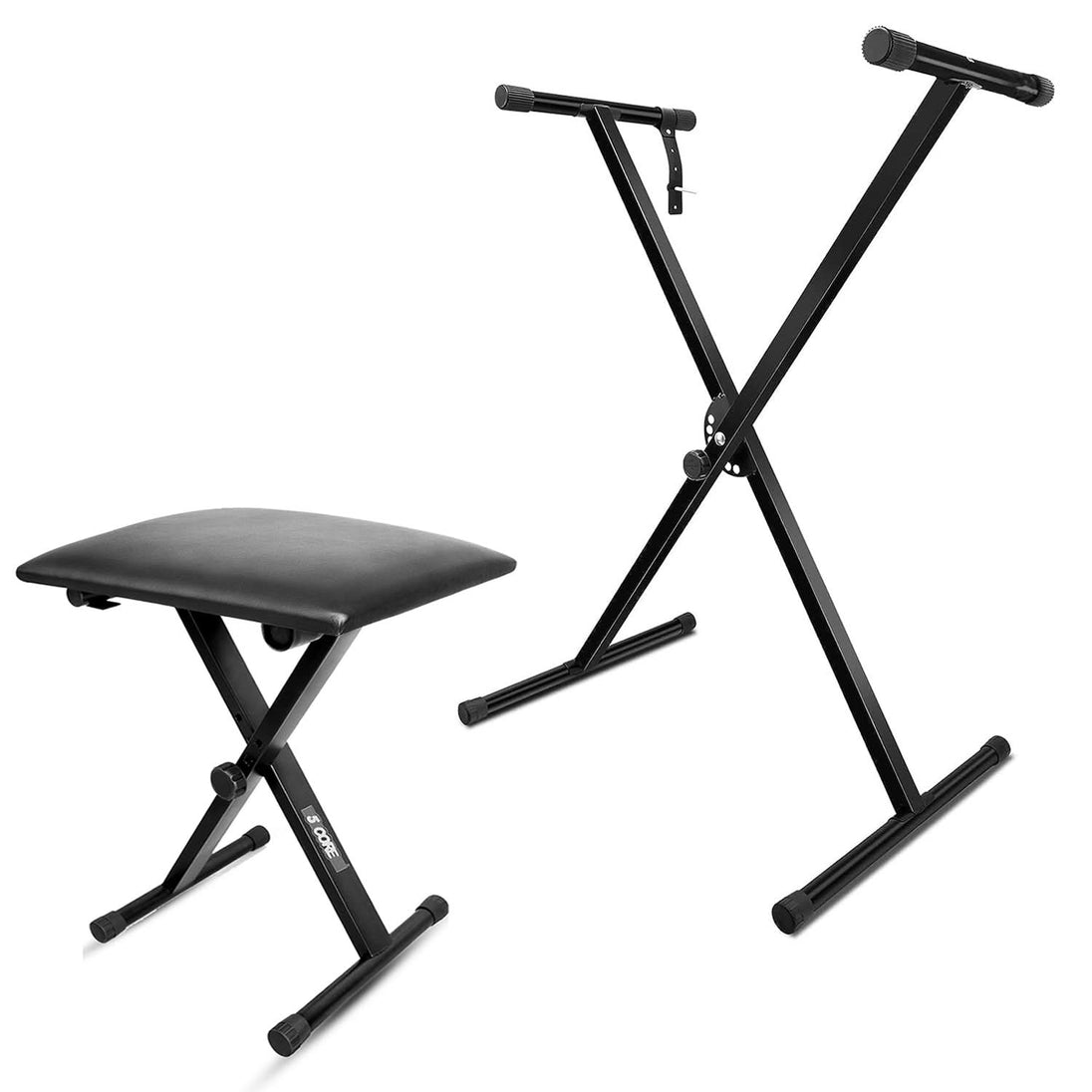 5Core X style keyboard stand with adjustable piano riser and bench