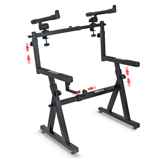 5Core 2-tier keyboard stand, Z style, adjustable heavy-duty electric piano riser holder