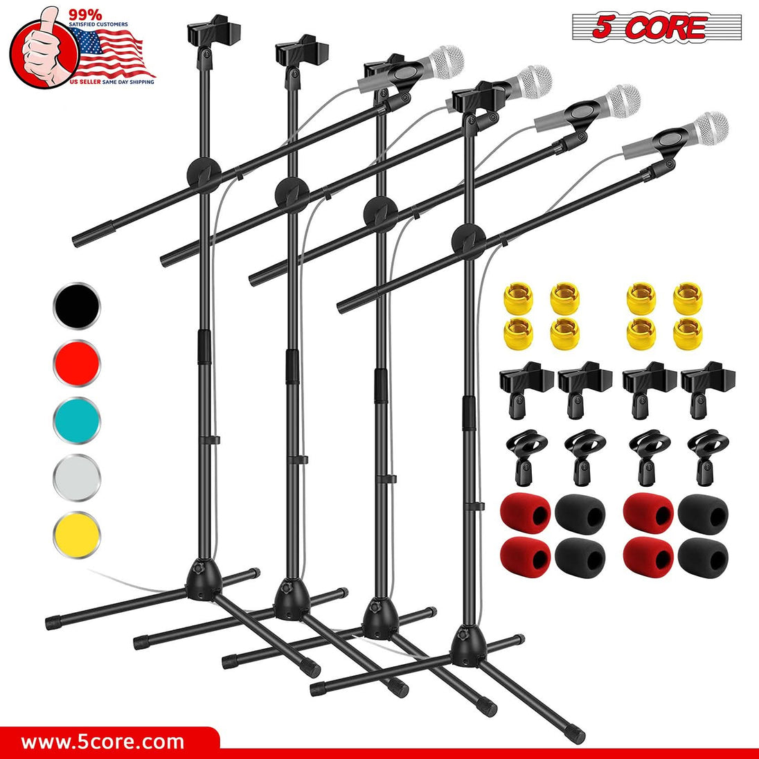 Adjustable heavy-duty tripod mic stand with boom arm