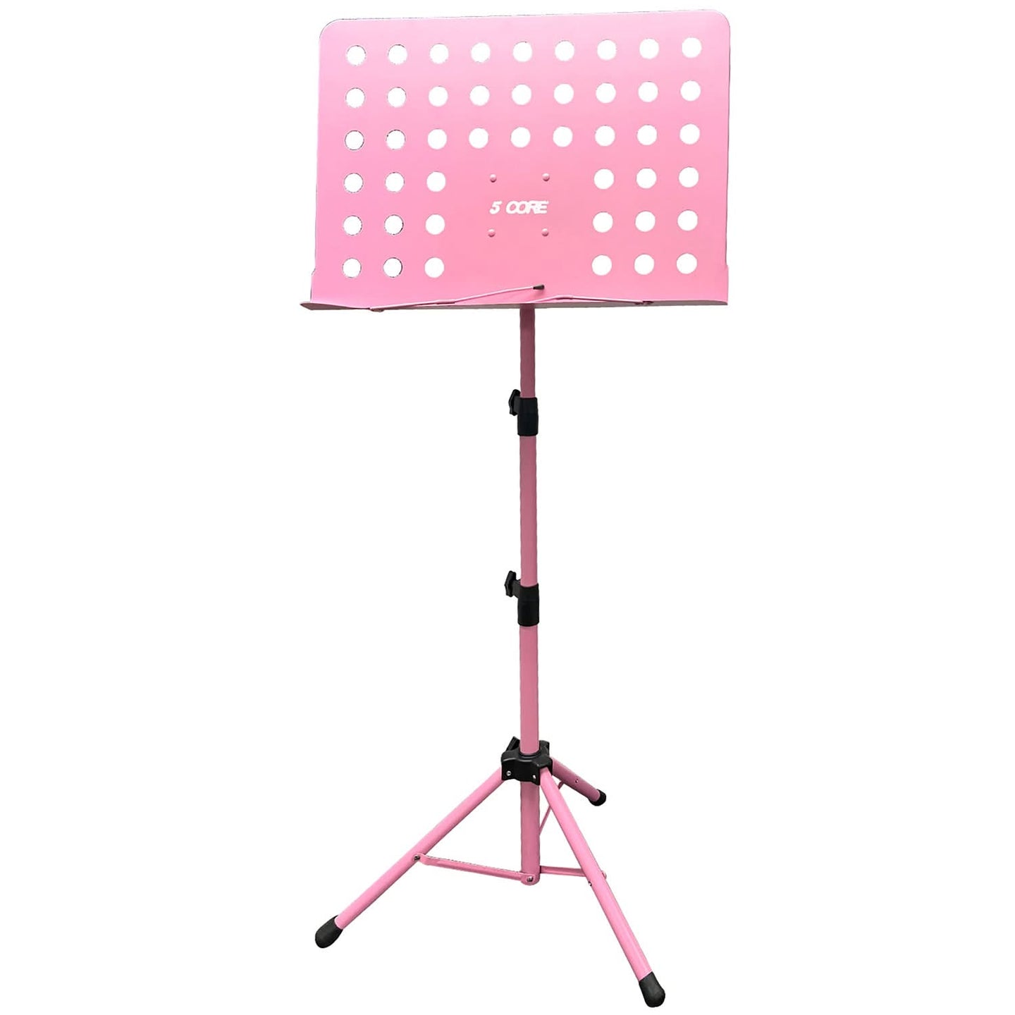 5Core pink music stand adjustable tripod folding for sheet music and notes