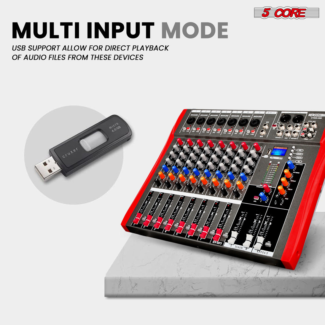 5 Core mixer with intuitive controls and crystal-clear audio