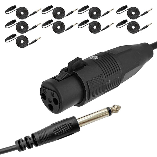 XLR female to 1/4 inch TRS balanced microphone cable pack