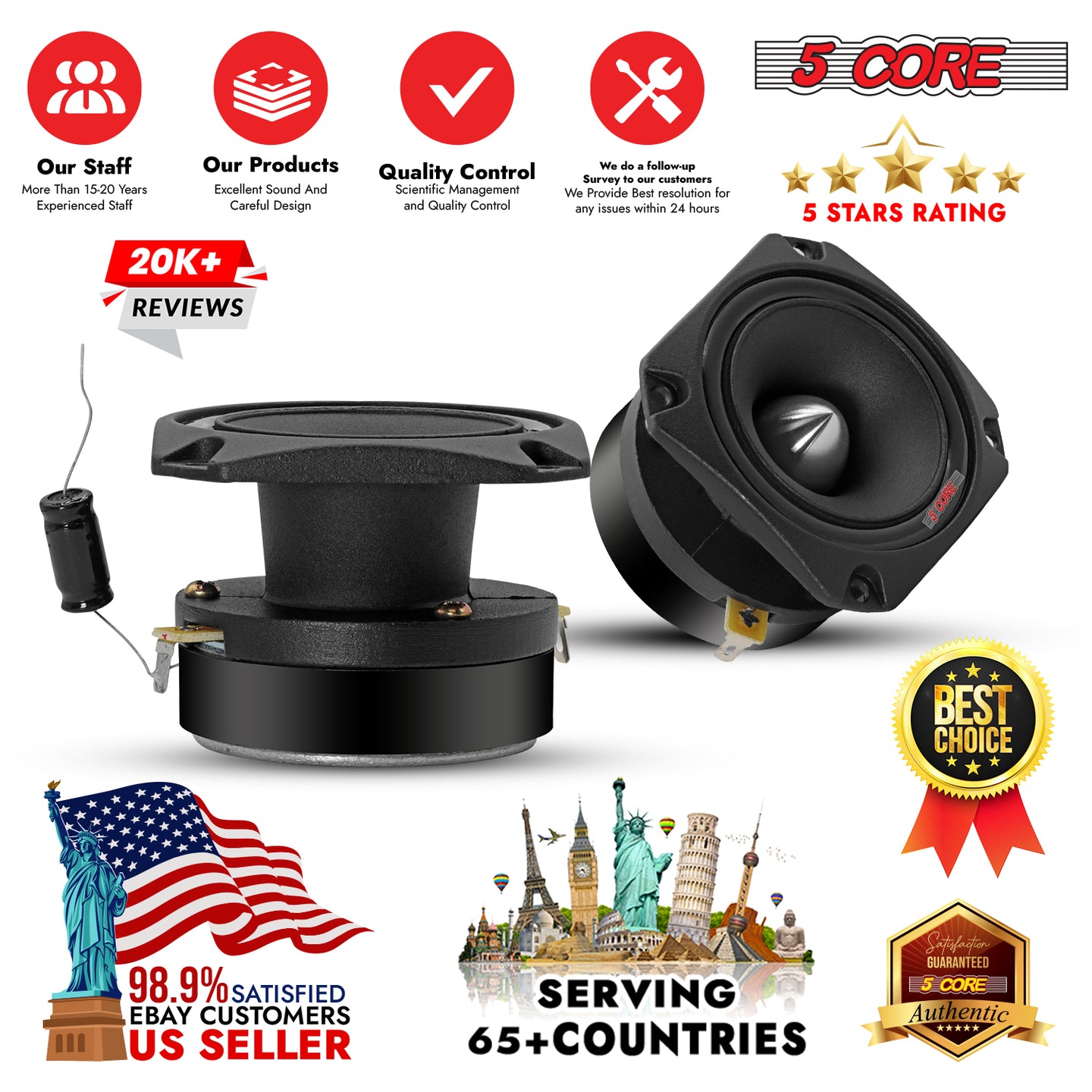 Efficient and stylish tweeters for boosting car speaker systems