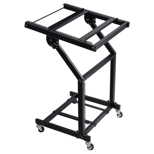 5Core DJ mixer stand 9U adjustable rack mount rolling stage cart with wheels for pro audio