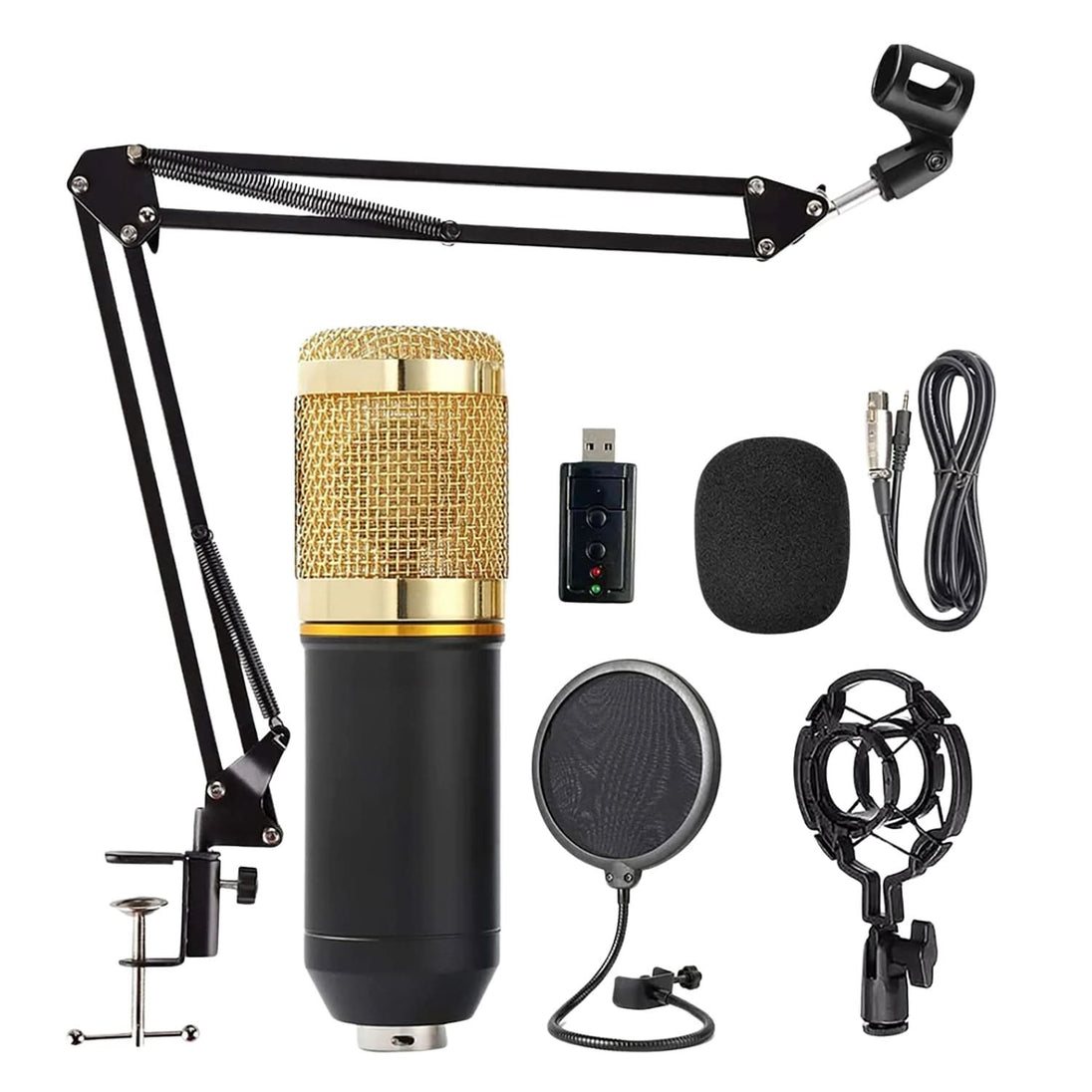 5Core recording microphone podcast bundle professional condenser cardioid mic kit with boom arm