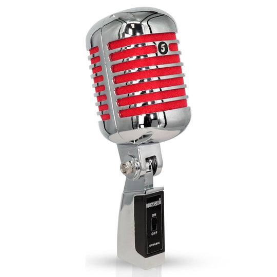 5Core vintage red microphone with classic dynamic XLR design