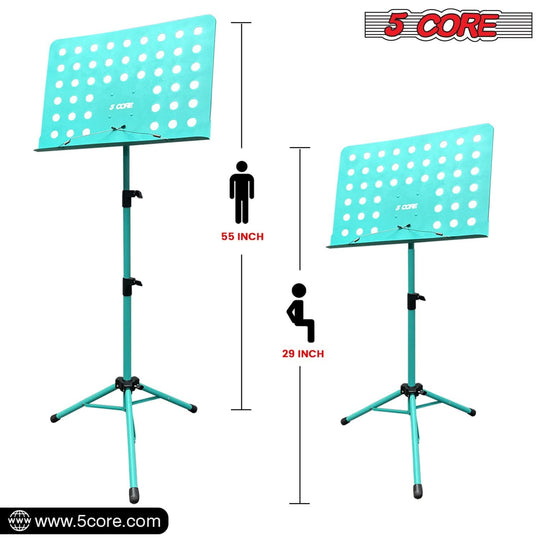 5Core folding sheet music stand, portable tripod adjustable note holder for musicians