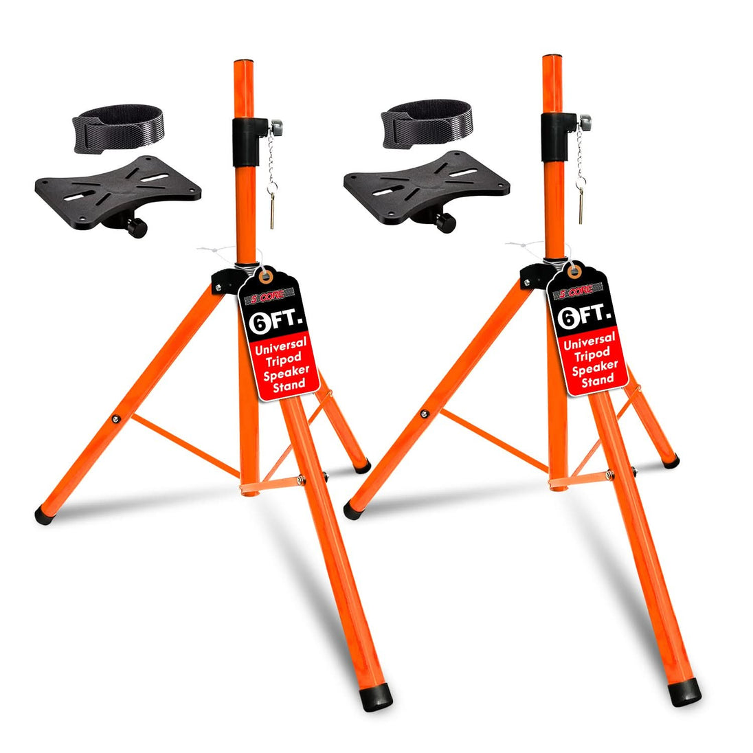 5 Core heavy-duty speaker stand pair with adjustable tripod design
