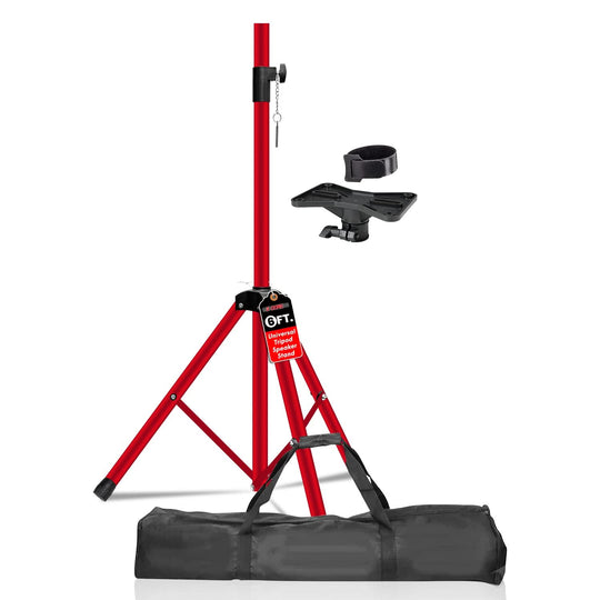 5Core tall red speaker stand with tripod base and 72 inch adjustable height
