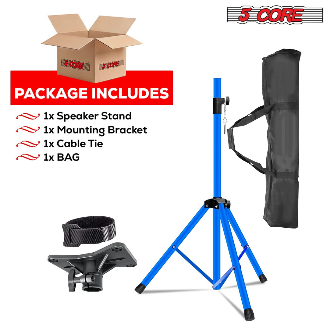 Tripod-based speaker mount in bright sky blue by 5Core