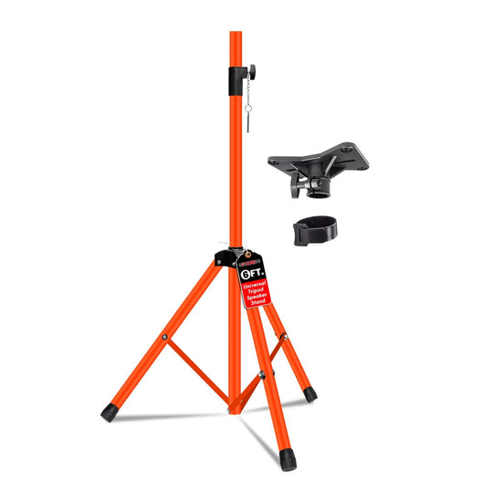 5Core tall orange speaker stand with tripod base and 72 inch adjustable height