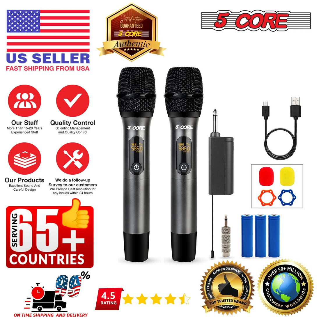 Wireless headset microphone system with mini portable receiver