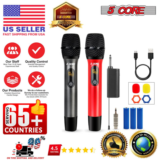 Mini wireless microphones with two headset mics and portable receiver