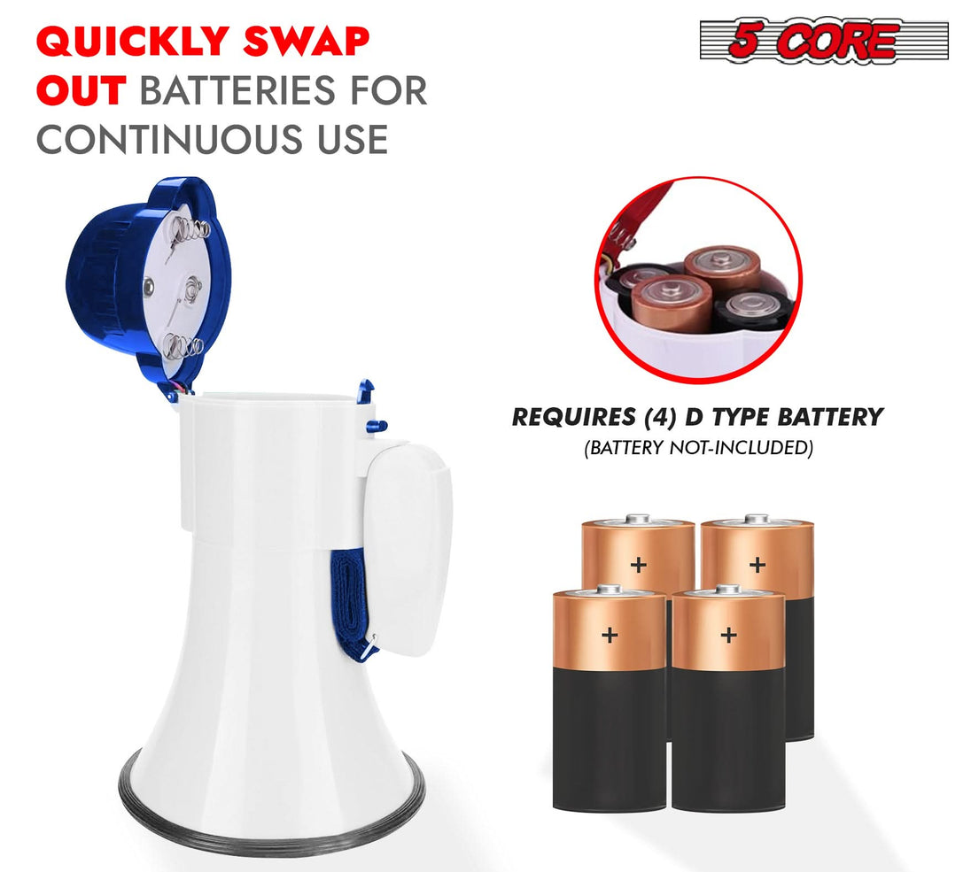 Battery-powered megaphone for easy mobility and quick announcements