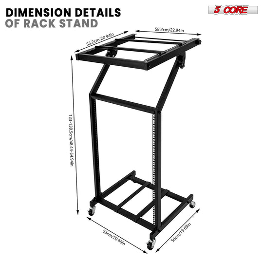 Heavy-duty rack stand with robust construction for securely holding audio and stage equipment